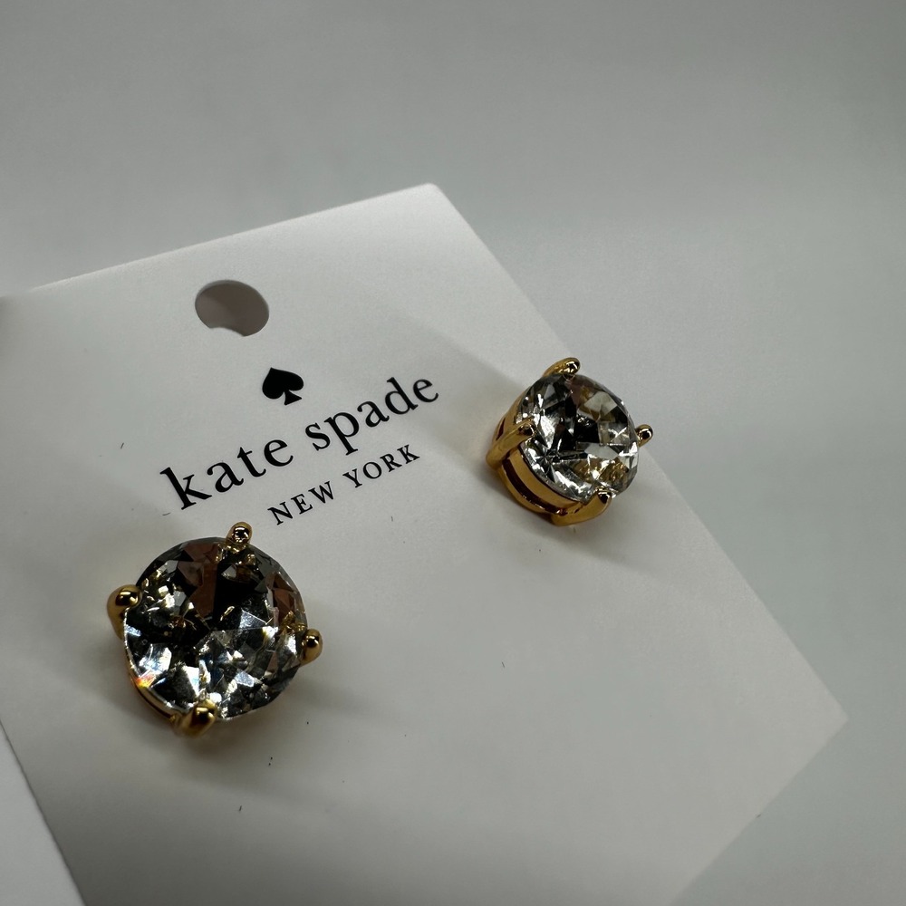 Kate Spade New York Gumdrop Stud Earrings Clear Gold - Picture 2 of 6